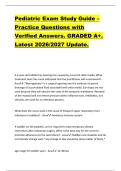 Pediatric Exam Study Guide &ndash;  Practice Questions with  Verified Answers&period; GRADED A&plus;&period;  Latest 2026&sol;2027 Update&period;  