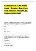 Psychopharm Exam Study  Guide &ndash; Practice Questions  with Answers&period; GRADED A&plus;&period;  Updated 2026&sol;2027 
