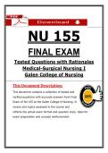 NU 155 Final Exam PDF &vert; Med-Surg Nursing I Galen Questions & Rationales