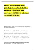 Retail Management Test  &lpar;1&comma;2&comma;3&comma;4&rpar; Exam Study Guide &ndash;  Practice Questions with  Answers&period; GRADED A&plus;&period; Latest  2026&sol;2027 Update&period; 