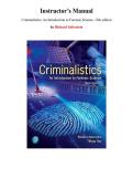 Instructor&rsquo;s Manual for Criminalistics&colon; An Introduction to Forensic Science&comma; 13th edition by Richard Saferstein&comma; Chapter 1-20 &vert; All Chapters