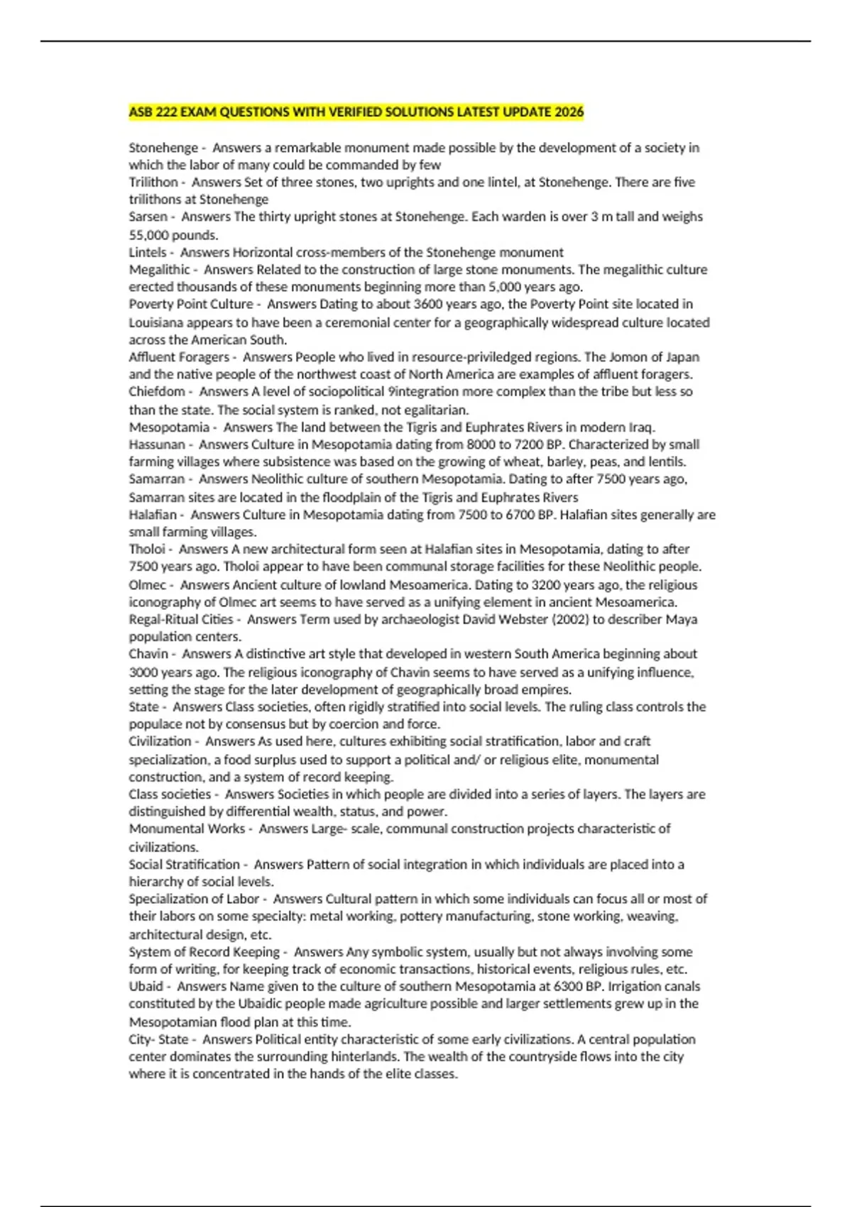 ASB 222 BUNDLED QUESTIONS ANSWERED CORRECTLY LATEST UPDATE 2026/2027 ...