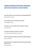 California Boating Final Exam Questions and Correct Answers&vert; Latest Update 2026
