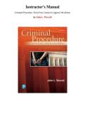 Instructor&rsquo;s Manual for Criminal Procedure&colon; From First Contact to Appeal 6th Edition &lpar;Worrall&comma; 2018&rpar;&comma; Chapter 1-15 &vert; All Chapters