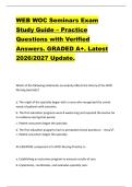 WEB WOC Seminars Exam  Study Guide &ndash; Practice  Questions with Verified  Answers&period; GRADED A&plus;&period; Latest  2026&sol;2027 Update&period;  