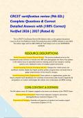 CRCST certification review &lpar;9th ED&period;&rpar; Complete Questions & Correct Detailed Answers with &lpar;100&percnt; Correct&rpar; Verified 2026 &vert; 2027 &lpar;Rated A&rpar; 