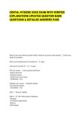 DENTAL HYGIENE OSCE EXAM WITH VERIFIED EXPLANATIONS UPDATED QUESTION BANK QUESTIONS & DETAILED ANSWERS PASS 