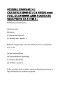 STERILE PROCESSING CERTIFICATION STUDY GUIDE 2026 FULL QUESTIONS AND ACCURATE SOLUTIONS GRADED A&plus;