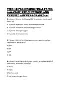 STERILE PROCESSING FINAL PAPER 2026 COMPLETE QUESTIONS AND VERIFIED ANSWERS GRADED A&plus;