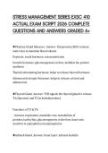 STRESS MANAGEMENT SERIES EXSC 410 ACTUAL EXAM SCRIPT 2026 COMPLETE QUESTIONS AND ANSWERS GRADED A&plus;