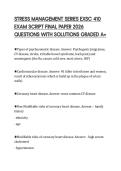 STRESS MANAGEMENT SERIES EXSC 410 EXAM SCRIPT FINAL PAPER 2026 QUESTIONS WITH SOLUTIONS GRADED A&plus;
