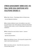 STRESS MANAGEMENT SERIES EXSC 410 FINAL PAPER 2026 QUESTIONS WITH SOLUTIONS GRADED A&plus;