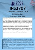  INS3707 Assignment 2 &lpar;ANSWERS&rpar; Semester 1 2026 - DISTINCTION GUARANTEED