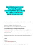 BSN-206 Infection Control Final Quiz &lpar;Remotely Proctored&rpar; EXAM QUESTIONS AND VERIFIED CORRECT ANSWERS GRADED A-LLM 1005 GUARANTEED PASS LATEST 2026-2027&period;docx