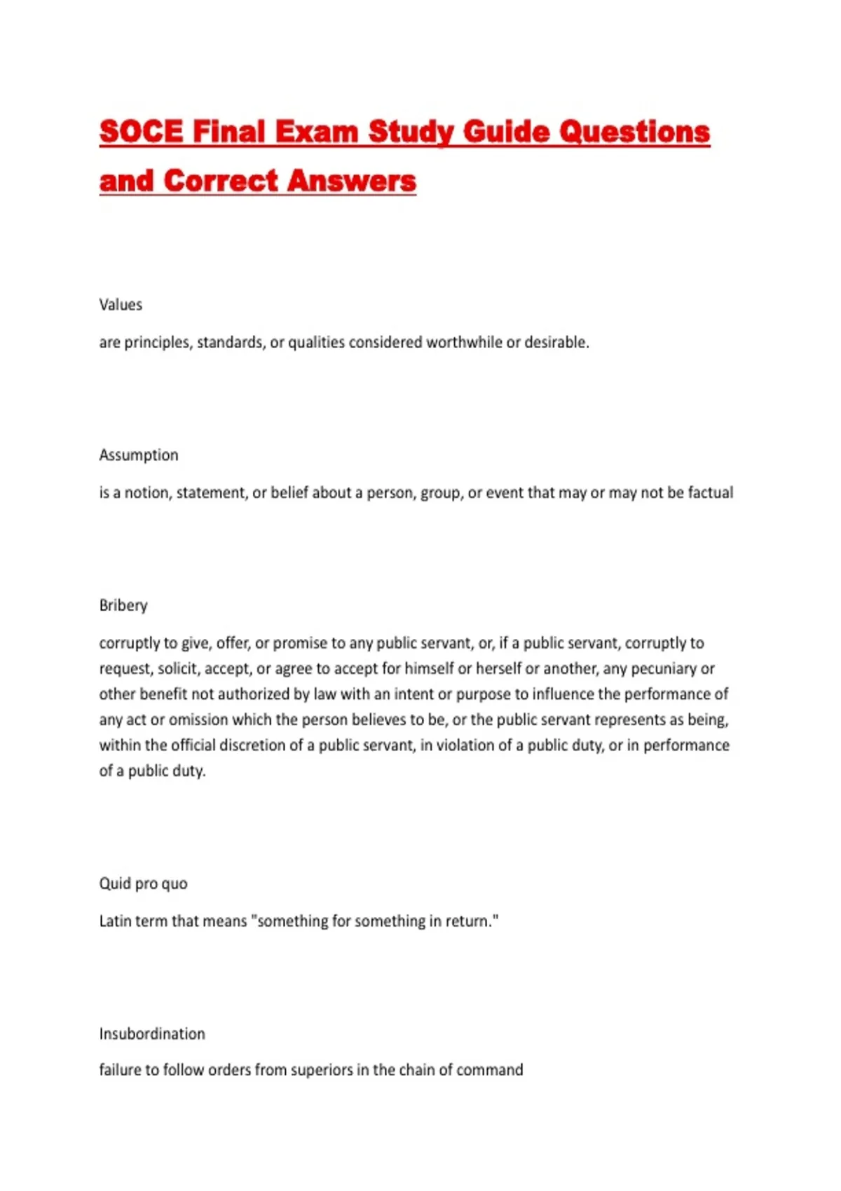 Soce Questions SOCE Final Exam Study Guide Questions and Correct Answers| 2026 Updated ...