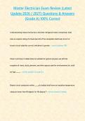 Master Electrician Exam Review &lpar;Latest Update 2026 &sol; 2027&rpar; Questions & Answers &lbrace;Grade A&rcub; 100&percnt; Correct