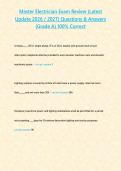 Master Electrician Exam Review &lpar;Latest Update 2026 2027&rpar; Questions & Answers -Grade A- 100- Correct