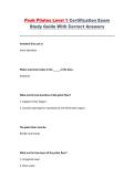 Peak Pilates Level 1 Study Guide &ndash; Certification Exam &ndash; Questions and Correct Answers