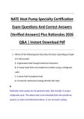 NATE Heat Pump Specialty Certification  Exam Questions And Correct Answers  &lpar;Verified Answers&rpar; Plus Rationales 2026  Q&A &vert; Instant Download Pdf