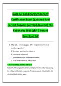 NATE Air Conditioning Specialty  Certification Exam Questions And  Correct Answers &lpar;Verified Answers&rpar; Plus  Rationales 2026 Q&A &vert; Instant  Download Pdf