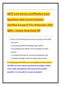 NATE Core Service Certification Exam  Questions And Correct Answers  &lpar;Verified Answers&rpar; Plus Rationales 2026  Q&A &vert; Instant Download Pdf