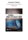 Instructor's Manual for Criminal Investigation &lpar;Justice Series&rpar; 3rd Edition by Michael Lyman &lpar;Ch&period; 1-16&rpar; &vert; All Chapters