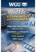 WGU C213 Accounting for Decision Makers Objective Assessment &vert; OA V1 and V2 &vert; Questions and Answers &vert; 2026 Updated &vert; 100&percnt; Correct&period;
