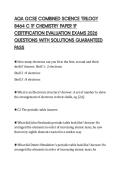 AQA GCSE COMBINED SCIENCE TRILOGY 8464 C 1F CHEMISTRY PAPER 1F CERTIFICATION EVALUATION EXAMS 2026 QUESTIONS WITH SOLUTIONS GUARANTEED PASS
