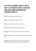 AQA GCSE COMBINED SCIENCE TRILOGY 8464 C 1F CHEMISTRY PAPER 1F EXAM PREP 2026 STUDY GUIDE QUESTIONS AND ANSWERS GRADED A&plus;