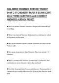 AQA GCSE COMBINED SCIENCE TRILOGY 8464 C 1F CHEMISTRY PAPER 1F EXAM SCRIPT 2026 TESTED QUESTIONS AND CORRECT ANSWERS ALREADY PASSED