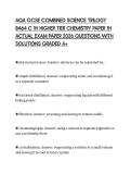 AQA GCSE COMBINED SCIENCE TRILOGY 8464 C 1H HIGHER TIER CHEMISTRY PAPER 1H ACTUAL EXAM PAPER 2026 QUESTIONS WITH SOLUTIONS GRADED A&plus;