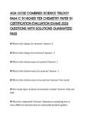 AQA GCSE COMBINED SCIENCE TRILOGY 8464 C 1H HIGHER TIER CHEMISTRY PAPER 1H CERTIFICATION EVALUATION EXAMS 2026 QUESTIONS WITH SOLUTIONS GUARANTEED PASS