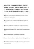 AQA GCSE COMBINED SCIENCE TRILOGY 8464 C 1H HIGHER TIER CHEMISTRY PAPER 1H COMPREHENSIVE EXAMINATION TEST 2026 QUESTIONS WITH ANSWERS 100&percnt; CORRECT