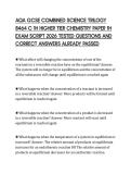 AQA GCSE COMBINED SCIENCE TRILOGY 8464 C 1H HIGHER TIER CHEMISTRY PAPER 1H FINAL PAPER 2026 COMPLETE QUESTIONS AND ANSWERS FULL SOLUTION GRADED A&plus;
