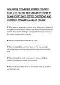 AQA GCSE COMBINED SCIENCE TRILOGY 8464 C 1H HIGHER TIER CHEMISTRY PAPER 1H FINAL PAPER 2026 COMPLETE QUESTIONS AND ANSWERS FULL SOLUTION GRADED A&plus;AQA GCSE COMBINED SCIENCE TRILOGY 8464 C 1H HIGHER TIER CHEMISTRY PAPER 1H FINAL PAPER 2026 COMPLETE QUESTION