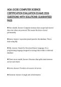 AQA GCSE COMPUTER SCIENCE CERTIFICATION EVALUATION EXAMS 2026 QUESTIONS WITH SOLUTIONS GUARANTEED PASS