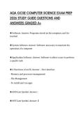 AQA GCSE COMPUTER SCIENCE EXAM PREP 2026 STUDY GUIDE QUESTIONS AND ANSWERS GRADED A&plus;