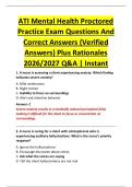 ATI Mental Health Proctored  Practice Exam Questions And  Correct Answers &lpar;Verified  Answers&rpar; Plus Rationales  2026&sol;2027 Q&A &vert; Instant 