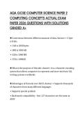 AQA GCSE COMPUTER SCIENCE PAPER 2 COMPUTING CONCEPTS COMPREHENSIVE EXAMINATION TEST 2026 QUESTIONS WITH ANSWERS 100&percnt; CORRECT
