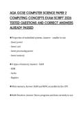 AQA GCSE COMPUTER SCIENCE PAPER 2 COMPUTING CONCEPTS EXAM SCRIPT 2026 TESTED QUESTIONS AND CORRECT ANSWERS ALREADY PASSED