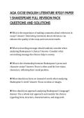 AQA GCSE ENGLISH LITERATURE 8702&sol;1 PAPER 1 SHAKESPEARE FULL REVISION PACK QUESTIONS AND SOLUTIONS