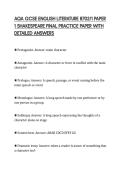 AQA GCSE ENGLISH LITERATURE 8702&sol;1 PAPER 1 SHAKESPEARE FINAL PRACTICE PAPER WITH DETAILED ANSWERS
