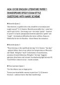 AQA GCSE ENGLISH LITERATURE PAPER 1 SHAKESPEARE 8702&sol;1 EXAM-STYLE QUESTIONS WITH MARK SCHEME