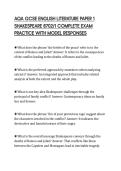 AQA GCSE ENGLISH LITERATURE PAPER 1 SHAKESPEARE 8702&sol;1 COMPLETE EXAM PRACTICE WITH MODEL RESPONSES