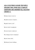 AQA GCSE FRENCH HIGHER TIER PAPER 2 SPEAKING FINAL PAPER 2026 COMPLETE QUESTIONS AND ANSWERS FULL SOLUTION GRADED A&plus;