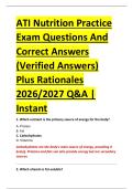 ATI Nutrition Practice  Exam Questions And  Correct Answers  &lpar;Verified Answers&rpar;  Plus Rationales  2026&sol;2027 Q&A &vert;  Instant 