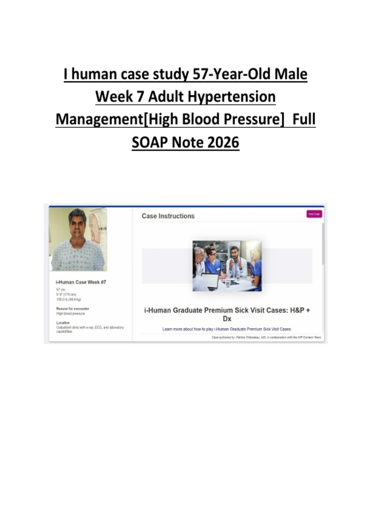 I human case study 57-Year-Old Male Week 7 Adult Hypertension ...