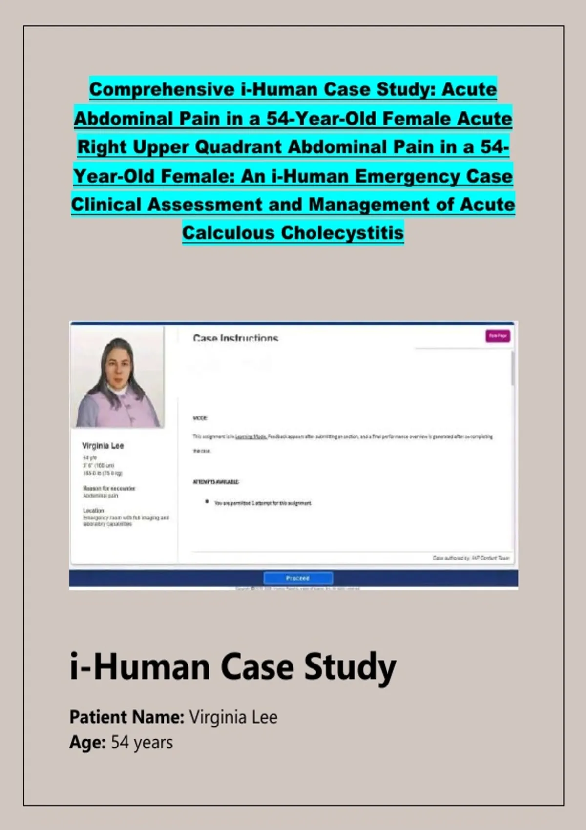 Comprehensive i-Human Case Study: Acute Abdominal Pain in a 54-Year-Old ...