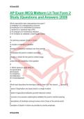 AP Exam MCQ Midterm Lit Test Form 2 Study Questions and Answers 2026