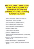 PNB 2265 EXAM 1 EXAM STUDY  GUIDE 2026&sol;2027 COMPLETE  QUESTIONS AND VERIFIED  CORRECT DETAILED ANSWERS &vert;&vert;  ALREADY GRADED A&plus; <RECENT VERSION>